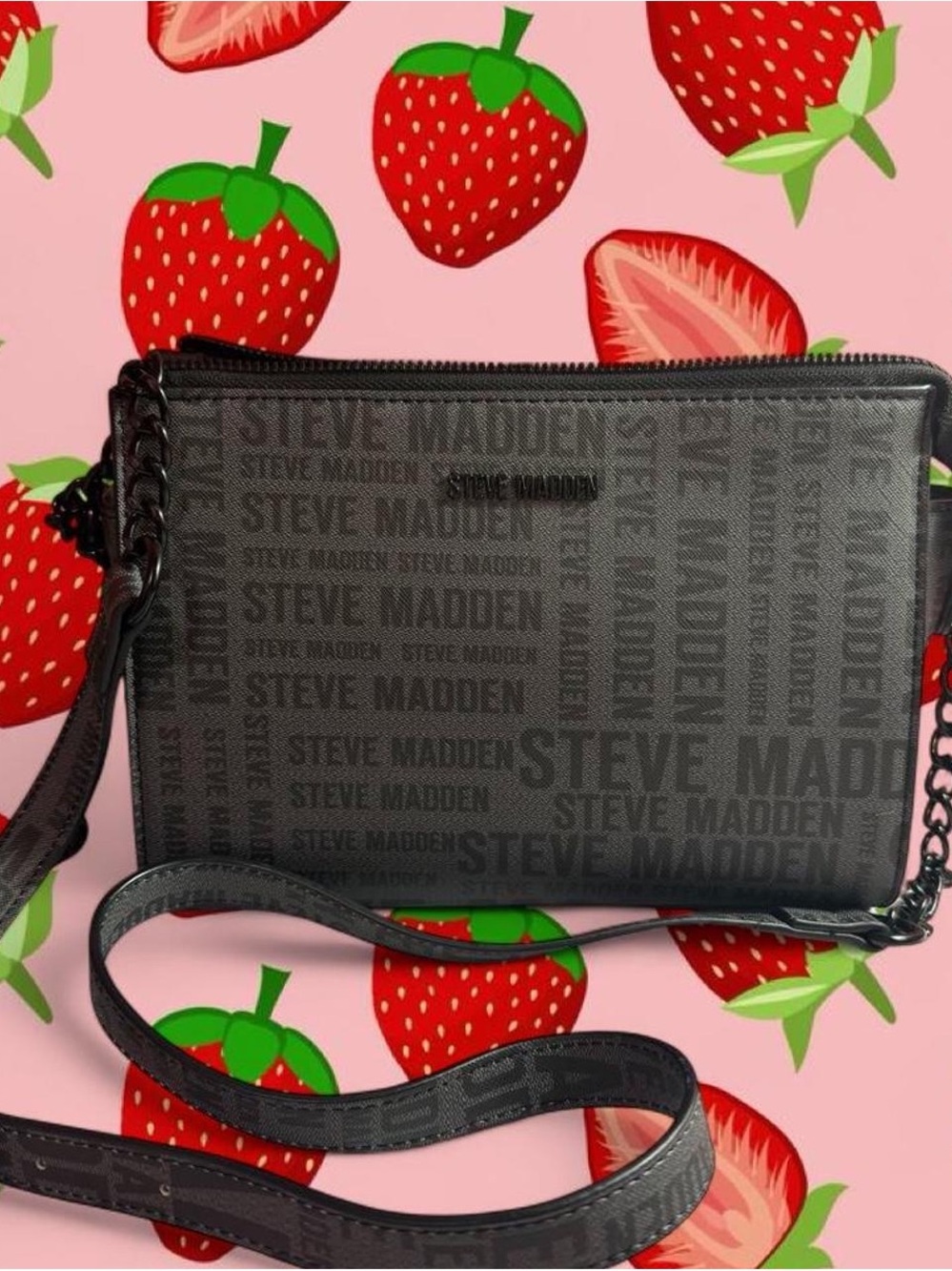 Steve Madden Black Logo Crossbody Bag